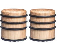 5five - Stop Porte Effet Bois Naturel - Bloc Porte avec Anneaux de Protection en Caoutchouc (Lot de 2)