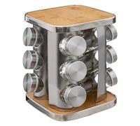5five Carrousel à épices rotatif – acier inoxydable et bambou, 12 bocaux