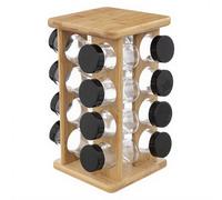 Secret de Gourmet - Support rotatif 16 pots à épices en bambou 28 cm
