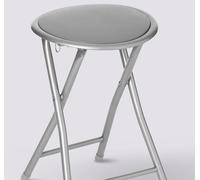 5five Tabouret pliant en similicuir et acier – Gris