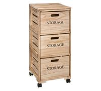 Five - Meuble sur Roues Tour 3 Tiroirs en Bois Style cagette H 82 cm