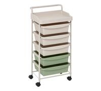 5five - tour rangement 5 tiroirs deskolor avec roues beige et vert