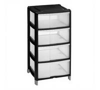 5FIVE Towy Tour de rangement à 3 tiroirs avec roues en plastique - Noir