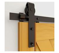 5ft-12ft Plateau de quincaillerie porte coulissante barn Set for une en bois unique Moderne Noir Couts Système piste roue Doux, silencieux(5FT(152cm))