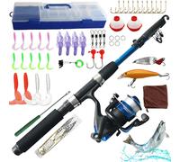 5ft Kids Fishing Kit Complete With Reel And Bait,Carbon Fiber Telescopic Fishing Rod And Reel Fishing Accessories For 3-10 Years Old Kids