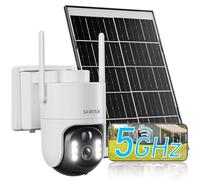 [5G & 2,4G] Camera Exterieur Sans Fil Solaire,Batterie 8000mAh et panneau solaire 7W,Camera Solaire Exterieur WiFi Sans Fil sur AI Détection Humaine,Vision Nocturne Couleur,Audio Bidirectionnel, Cloud