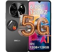 5G Oscal TIGER 8 Téléphone Portable Débloqué 6,88 pouces 12Go+128Go/SD 2To 5000mAh Android 15 NFC Dual SIM GPS - Noir