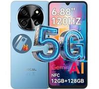 5G Oscal TIGER 8 Téléphone Portable Débloqué 6,88 pouces 12Go+128Go/SD 2To 5000mAh Android 15 NFC Dual SIM GPS - Bleu