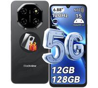 5G Téléphone Portable Débloqué Blackview SHARK 6 12Go+128Go/2To 6.67"" 50MP+13MP 5000mAh Android 15 Smartphone,Dual SIM,GPS - Noir