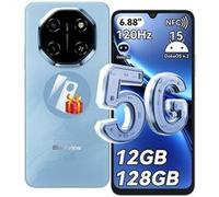 BLACKVIEW SHARK 6 5G Smartphone Android 15 Téléphone Portable Pas Cher,12Go+128Go,6.88'' HD,120Hz,5000mAh,16+8MP, Dual SIM,NFC,Bleu