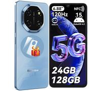 5G Téléphone Portable Débloqué Blackview SHARK 6 24Go+128Go/2To 6.67"" 50MP+13MP 5000mAh Android 15 Smartphone,Dual SIM,GPS - Bleu