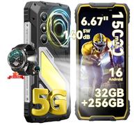 5G Telephone Portable Incassable Oscal PILOT 5 Smartphone Robuste,Android 16,32Go+256Go,15000mAh,Jaune,Avec W50Pro Montre Connectée