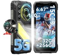 5G Telephone Portable Incassable Oscal PILOT 5 Smartphone Robuste,Android 16,32Go+256Go,15000mAh,Noir,Avec W50Pro Montre Connectée