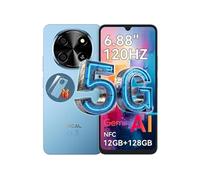 5G Oscal TIGER 8 Téléphone Portable Débloqué 6,88 pouces 12Go+128Go/SD 2To 5000mAh Android 15 NFC Dual SIM GPS - Bleu