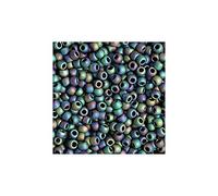 5g TOHO ROCAILLE 15/0, Iris arc-en-ciel givré opaque (# 86F) (TOHO seed beads 15/0, Opaque Rainbow Frosted Rainbow Iris (#86f)) Perles rondes en verre du Japon