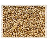5g TOHO seed beads 15/0 (1.5 mm), tiny Japan rocailles, #PF557 Gold Permanent Finish Starlight