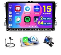 5G WiFi 2+64GB Android 15 Autoradio Wireless Carplay pour VW Golf 5 6 Polo Seat Skoda Tactile Écran 9 Pouces Android Auto Poste Radio Voiture avec GPS WiFi Bluetooth HiFi FM RDS Caméra de Recul