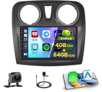5g Wifi 4+64g Android Autoradio Wireless Carplay Pour Renault Dacia Sandero 2014-2017, 9 Pouces Ips Écran Tactile Pour Voiture Avec Android Auto Dsp Gps Bluetooth5.0 Fm/Rds Caméra De Recul[Z1066]