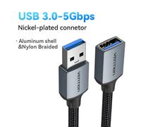 (5Gbps-Metal Grey¿2m) Vention Câble d'Extension USB 3.0, Accessoire pour PC, Smart TV, Xbox One, SSD, Vitesse Rapide