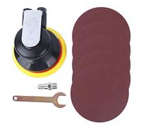 5in Pneumatic Sander, Air Powered Grinding Machine 10000RPM, Hook and Loop Polishing Tool with 180 Grit Sandpapers and US Interface for Car Waxing Detailing