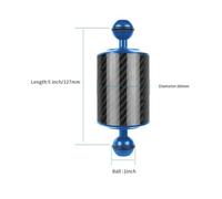 5inch D60mm Blue Plongée et Snorkeling plateau d'extension en Fiber de carbone bras flotteur flottabilité bras aquatique double balle appareil photo reflex plongée pour Gopro yi EKEN pour DJI OSMO