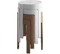 5JJJLOOOPP Lot de 2/4 chaises empilables, tabourets empilables, chaises pliantes et outils en plastique, tabourets ronds, empilables simples pour salon (2 marron brûlé + 2 blancs et 2 marrons)