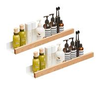 5JJJLOOOPP Lot de 2 étagères ouvertes/support mural, étagère murale flottante en bois rustique pour le rangement, support mural pour chambre à coucher, salle de bain, cuisine (couleur : blanc - 22,9