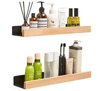 5JJJLOOOPP Lot de 2 étagères ouvertes/support mural, étagère murale flottante en bois rustique pour le rangement, support mural pour chambre à coucher, salle de bain et cuisine (couleur : blanc - 22,9
