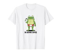 5K Before Coffee Funny Running Frog Morning Runner Humour T-Shirt Graphique avec Valeur