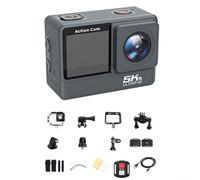 5K Caméra d'action avec stabilisation d'image, caméra de sport HD en ABS pour aventures en plein air, cyclisme et randonnée, compacte 6 x 3 x 4 cm, gris