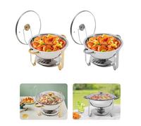 5L/5.28QT Chafing Dish Buffet Ensemble Chauffe-Plats en Acier Inoxydable,Chafers Rond Buffets Chauffants Buffet pour FêTes Mariage