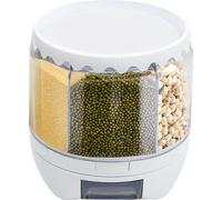 5L 6 grilles distributeur de céréales rotatif avec couvercle distributeur de céréales distributeur de riz (blanc,transparent) pour le stockage à sec