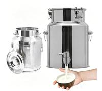 5L- 88L Bidon de Transport Lait Inox Alimentaire avec Robinet Pot à Lait inox avec Couvercle Hermétique Multifonction Cuisine et Ferme Réservoir Scellé pour Huile D’olive(No Spigot,5L/1.32Gal)