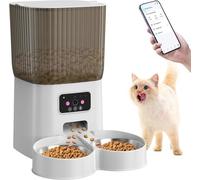 5L Distributeur Croquettes 2 Chat avec 1080P Caméra, 2.4G WiFi, Enregistreur 10s Vocal et Connecté App, Programmable 1-15 Repas