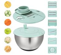 5L Essoreuse à Salade en Acier Inoxydable, Grande Spinner a Salade avec Couvercle, Salad Spinner pour Laver et Bouton, Base Antidérapante, Utilisée pour Nettoyer, Sécher,Couper les Salades, Légumes