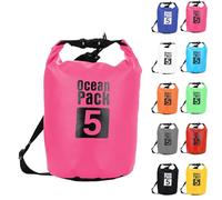 5L Sac étanche Polyvalent, 2L/5L/10L/15L/20L/30L Rose Rouge Waterproof Dry Bag avec Longue Bandoulière Réglable Sac à Dos Confort Imperméable pour Bateau/Kayak/Pêche/Rafting/Natation/Camping/Snowboard