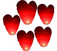 5LOT Lanterne Chinoise En Forme De Cœur Rouge, Lanterne Volante à Libérer Dans Le Ciel Décoration Pour Mariage Célébration Cérémonie Commémorative