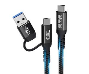 5M 16.5FT Câble USB C, USB 3.2 Gen 2X2 20Gbps, Multi-fonction 2 en 1 USB A to Type C 8K@60Hz UHD Video 5A/240W PD3.1 Charge Rapide Cord Compatible avec Thunderbolt 3/4 MacBook Pro Samsung