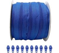 5M, 5# fermeture éclair continue en nylon, total de 12 couleurs, pour sacs de bricolage, tentes, chaussures, etc. avec 10 glissières automatiques en métal (3232, 05M)