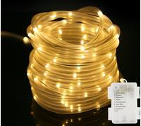 5M 50 LED Tube lumineux Batterie, Chaîne lumineuse Blanc chaud pour intérieur Fête Mariage Noël Décoration Lumière avec 8 modes IP67 étanche