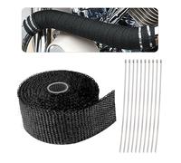 5M Bande Thermique Echappement avec 10 Fermetures à Glissière en Inox,Fibre de Verre Bande Thermique pour Tuyaux D'échappement,Universel Scotch Thermique Accessoire Voiture