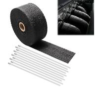 5M Bande Thermique Echappement, Bande d'Échappement, Ruban Isolant Thermique en Titanium Magma avec 10 Attaches de Câble en Acier Inoxydable de Noir pour Tuyeau Collecteur Echappement Moto Thermique