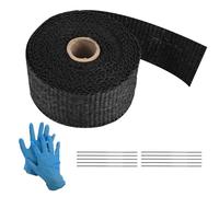 5M Bande Thermique Echappement, Bande Isolant Thermique Collecteur Echappement, Isolant Thermique Bande avec Attaches en Serrage Inoxydable/Gants Jetables, Echappement Ruban Isolant pour Voiture Moto