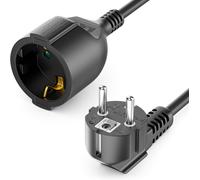 5m Câble D`Extension avec Prise Type f (CEE 7/4) Coudée à 90° vers Prise (CEE 7/3)-Cordon D`Alimentation pour TV,PC,Ordinateur,Vidéoprojecteur-Noir