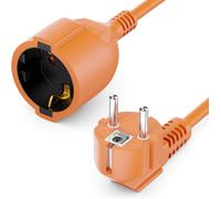 5m Câble D`Extension avec Prise Type f (CEE 7/4) Coudée à 90° vers Prise (CEE 7/3)-Cordon D`Alimentation pour TV,PC,Ordinateur,Vidéoprojecteur-Orange