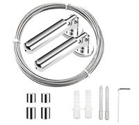 5M Cable Rideaux Acier Inoxydable, Tendeur de câble Race, Fil de Suspension pour Photo, Corde à linge Rideau Fil Extérieur Intérieur
