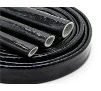5m Fiberglass Tube Coated Glass Fiber Braided Fireproof Sleeve Fire Retardant Case Cable Sleeving(Black,25mm,2 Meters)