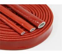 5m Fiberglass Tube Coated Glass Fiber Braided Fireproof Sleeve Fire Retardant Case Cable Sleeving(Red,35mm,2 Meters)