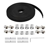 5M GT2 Courroie de Distribution Largeur 6mm, 4 Roue de poulie de Courroie Crantée 20 Dents 5mm Alésage+ 4 Engrenage Fou, 8 Ressort Torsion+ 4 Planche Fixation pour Imprimante 3D avec Clé Allen
