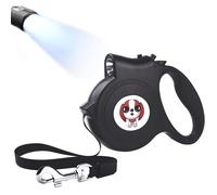 5M Laisse Enrouleur pour Chien Rétractable avec Lumière,Un Boutton S'arrêter Bloquer,pour Chien Chat Jusqu'à 35 kg,Noir